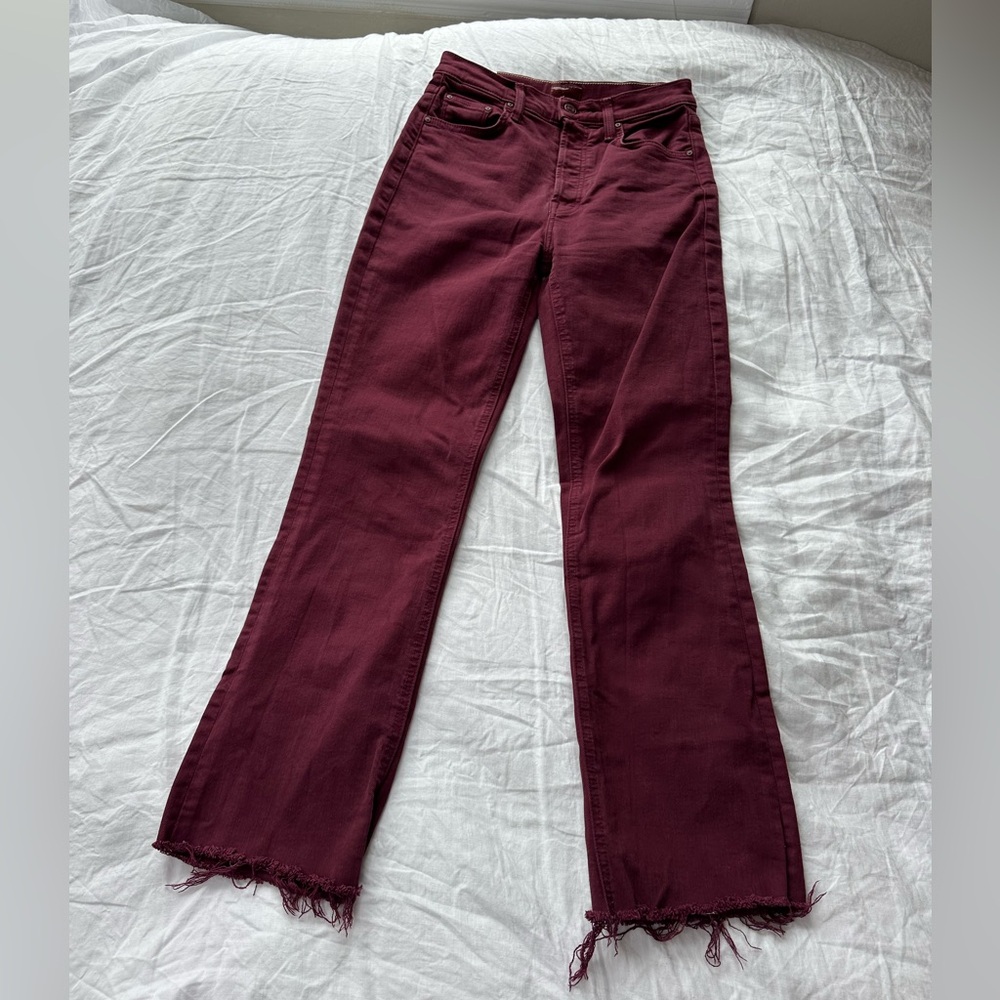 MOTHER Flare Jeans in Deep Burgundy